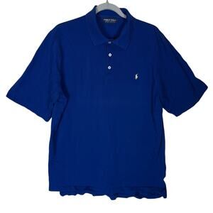 Polo Golf Ralph Lauren Polo Shirt Men Large Blue Cotton Short Sleeve Performance